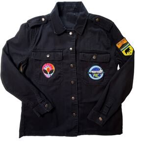 Custom Uniqlo Black Utility Shirt with Alien, NASA & Big Bear Women’s/Unisex M